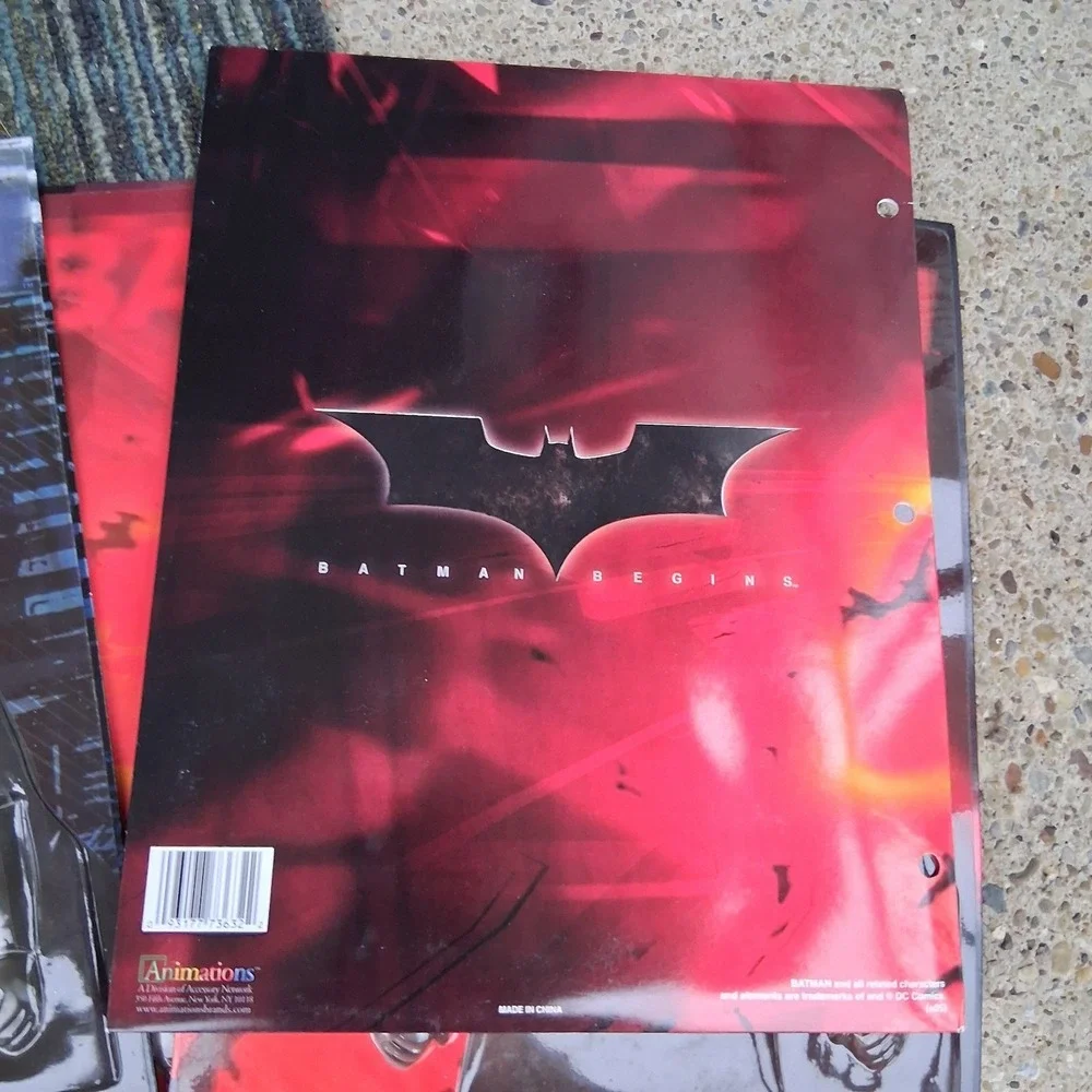 DC Comics BATMAN BEGINS 3D Folder Lot Of 4 Dimensional Plastic Vintage Y2K HTF